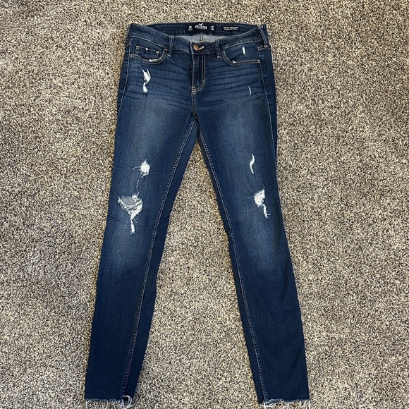 Hollister Dark Blue Distressed Skinny Jeans - Picture 1 of 4